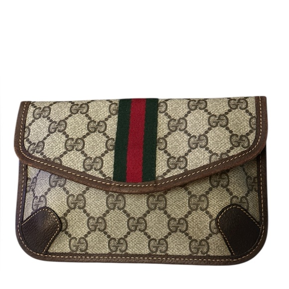 Authentic GUCCI Web Sherry Line Pouch Purse GG - Picture 1 of 15